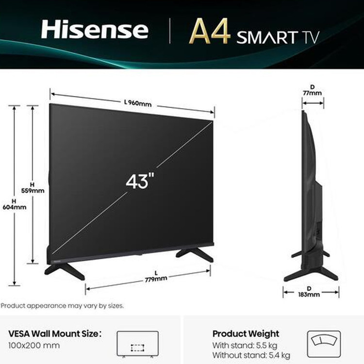 تلویزیون 43 اینچ هایسنس مدل HISENSE A4 43 TV